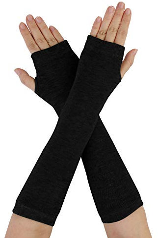 sourcing map Unisex Classic Fashion Stretch Fingerlose Armwärmer-Ärmel Schwarz One Size