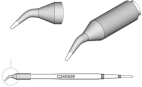 JBC Lötspitze Serie C245, Rundform, C245929/Ø 0,6 mm, gebogen C245929 (Lötkartusche Lötpatrone Loetspitze Loetkartusche Loetpatrone 2245 2045 bleifrei)