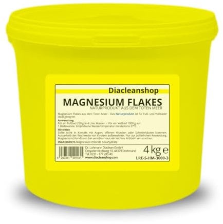 Magnesium Flakes aus dem Toten Meer 4kg – Magnesiumkristalle aus Magnesiumchlorid – 100% Naturprodukt - u.a. zur Herstellung von Magnesiumöl, Magnesium Spray, Magnesium Fußbad, Magnesium Vollbad uvm