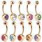 Paula & Fritz® Bauch-nabelpiercing Bananabell Bauch-Piercing Edelstahl Chirurgenstahl 316L roségold Doppelte Kugel Zirkonia GRN04-141058-10er