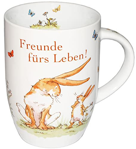 alles-meine.de GmbH Henkeltasse - Weisst du eigentlich wie lieb ich Dich hab - Freunde fürs Leben - groß - 380 ml - Porzellan/Keramik - Kindertasse - Hase & Tiere - Kaffeet..