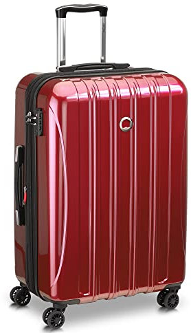 DELSEY PARIS Helium Aero Valise Rigide Extensible avec roulettes pivotantes, Rouge Brique, Checked-Medium 25 inch, Helium Aero Valise Rigide Extensible avec roulettes pivotantes