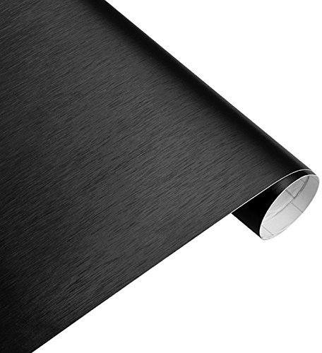 Könighaus (11,18€/m2) Gebürstetes Alu Schwarz Folie 100 x 152 cm blasenfrei mit Anleitung (Autofolie)