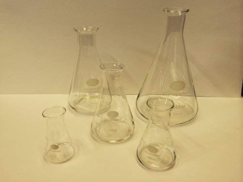 LABORATORY BOROSILICATE GLASS CONICAL FLASK SET 50;100;250;500;1000ML-1 OF EACH