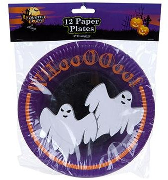 PMS 12PK 9 Halloween Design Paper Plates in POLYBAG W/HEADE