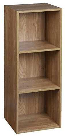 Bücherregal mit 4 Regalböden, holz, eiche, 3 Ablagefächer