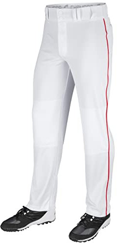 Champro Jungen Piped Youth Pants Triple Crown Open Bottom Jugend Baseball Hose, Weiß, scharlachrote Pfeife, XS