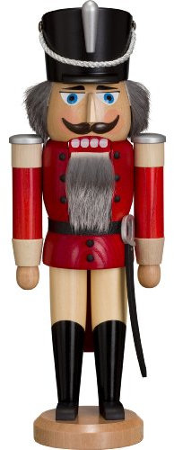 Seiffener Volkskunst | Nussknacker aus dem Erzgebirge | Husar mit Säbel 37 cm | Nussknacker Deko Figur | Original Erzgebirgische Volkskunst | 11212/1 | rot lasiert