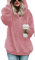 iWoo Pullover Damen Hoodie Winter Lose Warm Kapuzenpullover Teddy-Fleece Langarm Oversize Sweatshirt Mit Kapuze(Rosa,S)