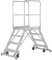 Hymer Podesttreppe fahrbar, beidseitig begehbar, Podestgröße 600x800 mm, 2x3 Stufen, Standhöhe 0,75 m, Gewicht 38,5 kg