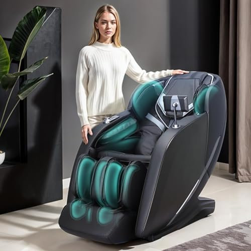 GLOBAL RELAX® | Samsara Massagesessel 3D | Schwarz | 9 Massagearten | Thermotherapie | Schwerelosigkeit | Thermotherapie | Ausziehbare Fußstütze | Touchscreen | USB-Ladegerät | Digitaler 3D-Sound**