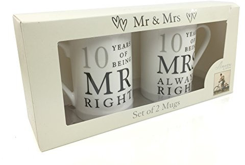 ukgiftstoreonline 10 Years Mr and Mrs Always Right Mug