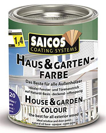 Saicos Farbe für Haus und Garten 0,75 Liter azurblau
