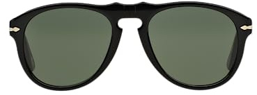 Persol PO0649 Aviator Sunglasses, Black/Green, 52 mm