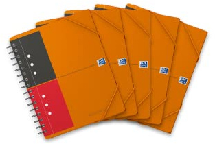 Oxford Meetingbook International A5, liniert, 160 Seiten, mit Gummizugmappe und 3 Einschlagklappen, 5 Stück