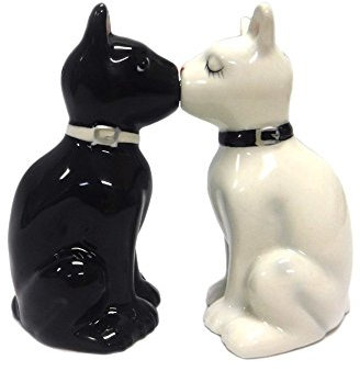 Pacific Trading Feline Spicey Ensemble salière et poivrière Motif chats Noir/blanc