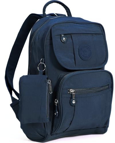 Big Handbag Shop Lightweight Fabric Mini Backpack Rucksack School Work Travel Gym College Bag (Blue)