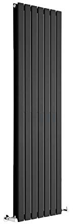 Milano Alpha Black Vertical Double Flat Panel Radiator - 1600mm x 490mm