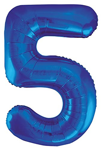 Blue Number 5 Shaped Large Foil Balloon (86cm) 1 Piece - Perfect for Birthday Parties and Special Events