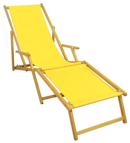 Sonnenliege gelb Liegestuhl klappbare Gartenliege Deckchair Strandstuhl Gartenmöbel Holz 10-302 N F