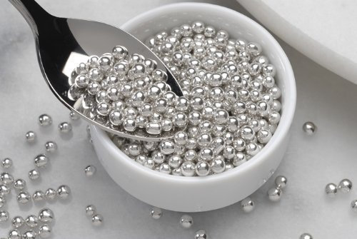 100g 4mm Edible Silver Balls - Cup Cake Sprinkles Decorations