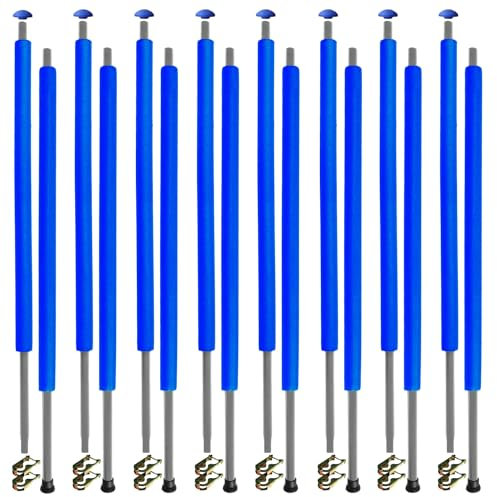 Andreas Dell Trampolinstangen 8 STK. 233 cm für Sicherheitsnetz, inkl. Schaumstoffrohre, Endkappen, Klammern und Gummifüße, Stahl, Blau, Rund, für Jugendliche, Outdoor-Enthusiasten, Jugend, Unisex