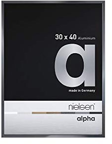 nielsen Bilderrahmen, 30 x 30 cm, Aluminium, Dunkelgrau glanz, Rahmen zum Aufhängen im Hoch- & Querformat, Echtglas, Alpha