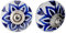 Nicola Spring Ceramic Cupboard Drawer Handle Knobs - Floral Design - Dark Blue Flower - Pack of 6