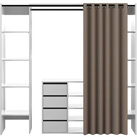 Symbiosis 4320 x 2191r00 Kleiderschrank 2 Spalten und Messerblock mit 4 Schubladen Holz Weiß/Taupe 185,3 x 182 x 50 cm