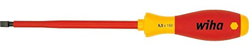 Wiha Schraubendreher SoftFinish® electric Schlitz (00832) 10,0 mm x 200 mm VDE geprüft, stückgeprüft, ergonomischer Griff für kraftvolles Drehen, Allrounder für Elektriker