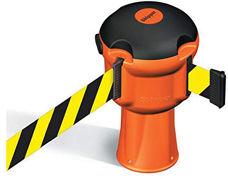Orange Skipper Belt Barrier Unit with 9m Black & Yellow Tape by Skipper