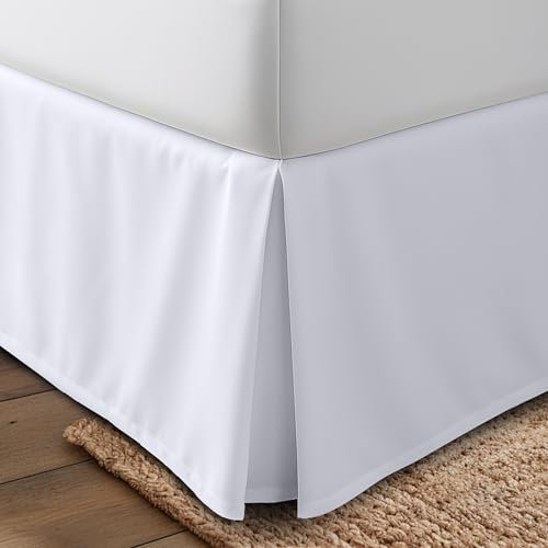 Utopia Bedding Cache-sommier Doux à Quatre Plis - Facile à Installer avec Chute sur Mesure de 40,6 cm - Qualité hôtelière, résistant au rétrécissement et à la décoloration (très Grand lit, Blanc)