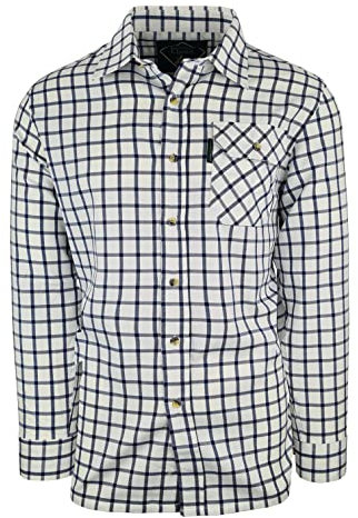 Country Classics Mens Long Sleeve Shirts Catterick - Casual Stylish Fashion Check Outdoor Linen Winter Cotton Plaid - Blue – M