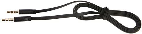 System-S Cavo Piatto per Cuffie Stereo AUX a 4 Poli, 2 x 3,5 mm, da 3,5 mm, Colore: Nero
