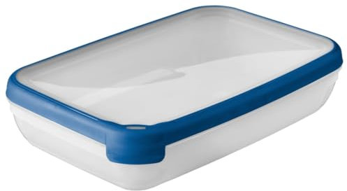 Curver 00009-082-00 Rechteckige Frischhaltedose New Grand Chef, 2,6L, transparent/blau