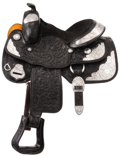 Tough 1 Youth Royal Oak Silver Show-Sattel, Schwarz, 31 cm