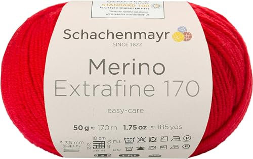 Schachenmayr Merino Extrafine 170 9807551-00031 kirsche Handstrickgarn, Schurwolle
