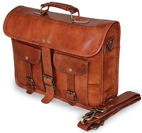 Jaald 35 Cm echt Leder Laptoptasche Umhängetasche Schultertasche Kuriertasche FahrradTasche SchulTasche Wasserdicht Vintage Herren Damen Geschenk XL Leather messenger bag