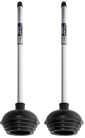 NEIKO 60170A Toilet Plungers | Dual Pack | Patented All-Angle Design | Heavy Duty | Aluminum Handle | Residential, Commercial, and Industrial Building Sanitation Use,Black