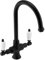 ENKI, Dorchester, KT062, Matte Black Brass Dual Flow Kitchen Sink Mixer Tap for Basin, with Twin White Levers Swivel Spout Perfect for Double Bowl Sinks, Easy and Safe to use Drip Free Ceramic Valve