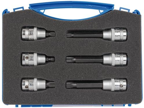 SW-Stahl S5106 XZN Vielzahn-Steckschlüssel-Satz 1/2 Zoll, M6-M12, 6-tlg. | Schraubendreheinsätze aus Chrom-Vanadium-Stahl, Innenvielzahn-Profil, inklusive robuster Kunststoffkassette & Einlage