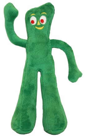 Multipet Gumby Dog Plush Toy - Squeaky Toy for All Dogs - Extra Soft Plush w/Flexible Legs & Arms - Stuffed Animal for Cuddling & Playing - Cute Dog Pet Toy (9, Green)