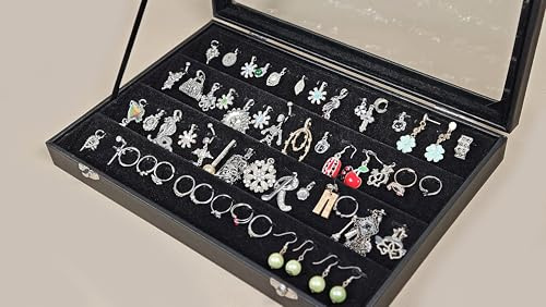 Schmuckkasten Schmucklade Schaukasten Schmuckdisplay mit Glasdeckel schwarz (für Anhänger Piercring)