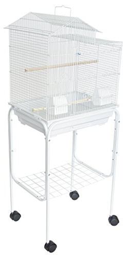 YML 5894 3/8 Bar Spacing Villa Top Bird Cage with Stand, 18 x 14/Small, White