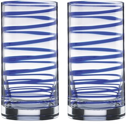 Kate Spade New York Charlotte Street 2-Piece Highball Glass Set, 1 Count (Pack of 1), Blue