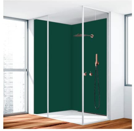 KERABAD Duschrückwand, Badrückwand, Duschverkleidung aus 3 mm Alu-Verbundplatte, 150x200cm,Moosgrün RAL 6005