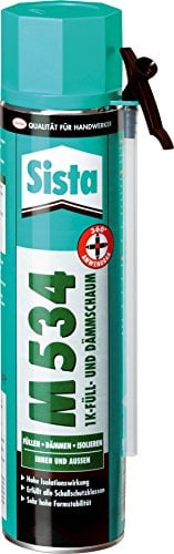 Sista M534 1K-Füll- und Dämmschaum, geeignet zum Isolieren, Dämmen und Fülle innen und außen, sehr hohe Formstabilität und erfüllt alle Schallschutzklassen, 360 ° Anwendung der Dose, 600ml