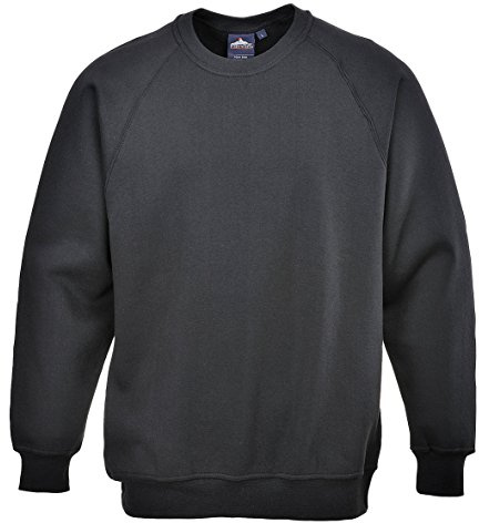 Portwest B300 Sweatshirt Polyester Doppelnähte 1 Taschen Rundhalsausschnitt | Schwarz, L, UPF 50+, Unisex, 35% Baumwolle, Professionelle Küche, Langarm, Strapazierfähig, Maschinenwaschbar