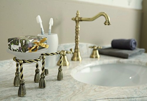 Casa Padrino Luxus Bad Zubehör - Jugendstil Retro Waschbecken Armatur Waschtisch Dreilochbatterie Altgold/Bronze Serie Milano - Made in Italy