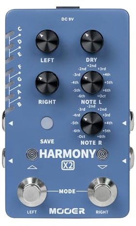 Mooer Harmony X2 Dual‑Channel Harmonie‑Effektpedal, Stereo‑Harmonizer, 11 Modi, 12 Tonhöhen